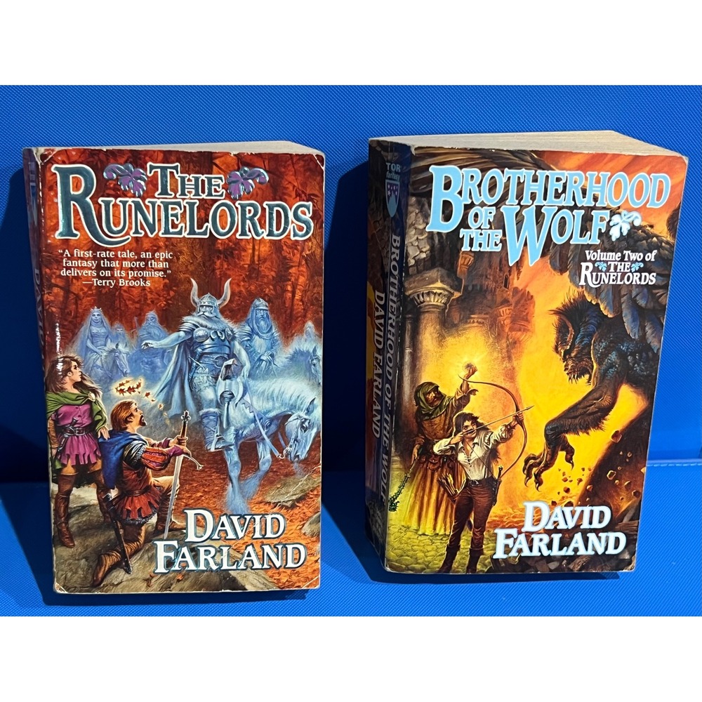 David Farland The Runelords Brotherhood of the Wolf Fantasy Book Lot Tor 2 Vols